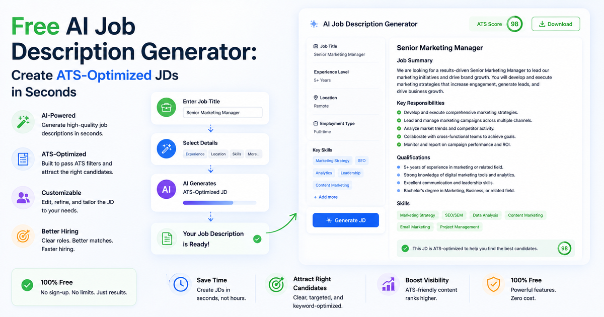 Free AI Job Description Generator: Create ATS-Optimized JDs in Seconds