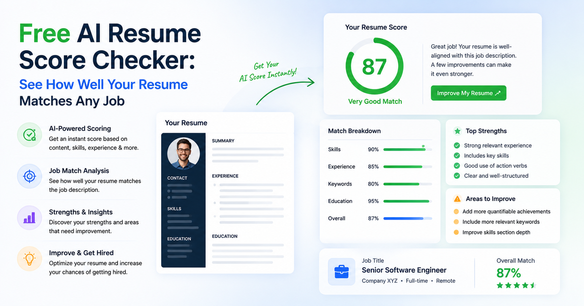 Free AI Resume Score Checker: See How Well Your Resume Matches Any Job