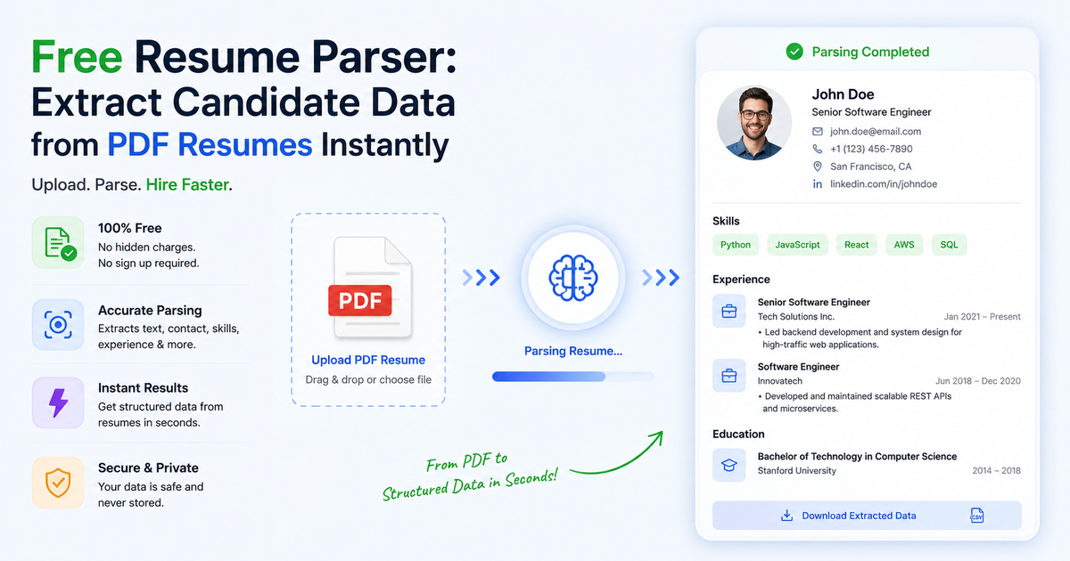Free Resume Parser: Extract Candidate Data from PDF Resumes Instantly